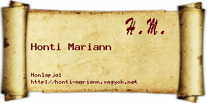Honti Mariann névjegykártya